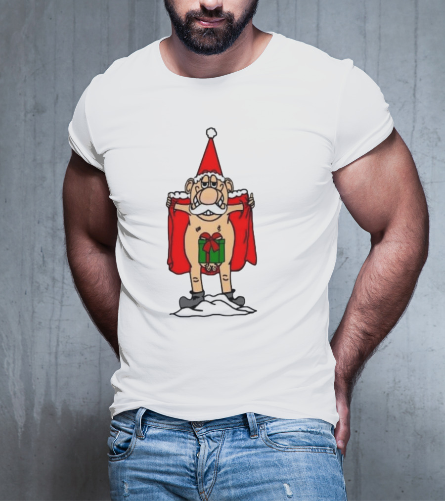 Christmas Santa Gnome With Naughty Gift And Hat T-Shirt