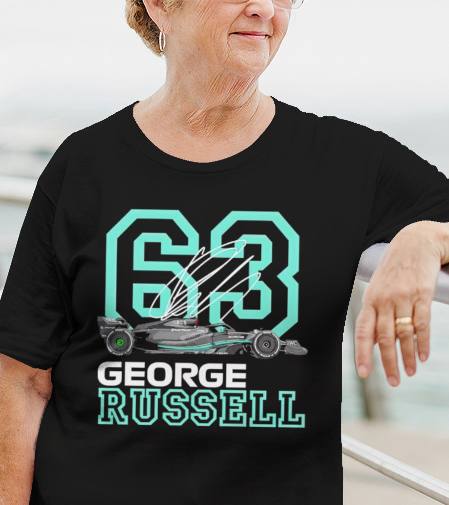 George Russell 63 Signature Formula 1 Car Racing T-Shirt