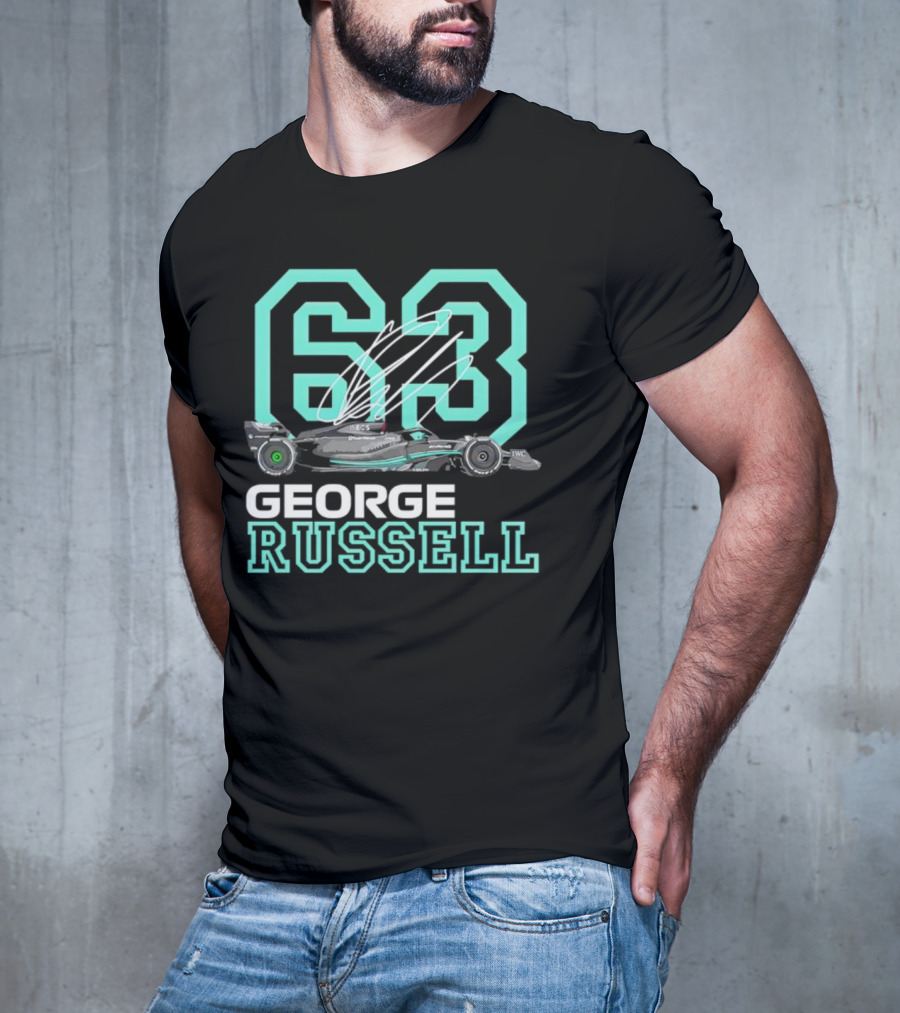 George Russell 63 Signature Formula 1 Car Racing T-Shirt