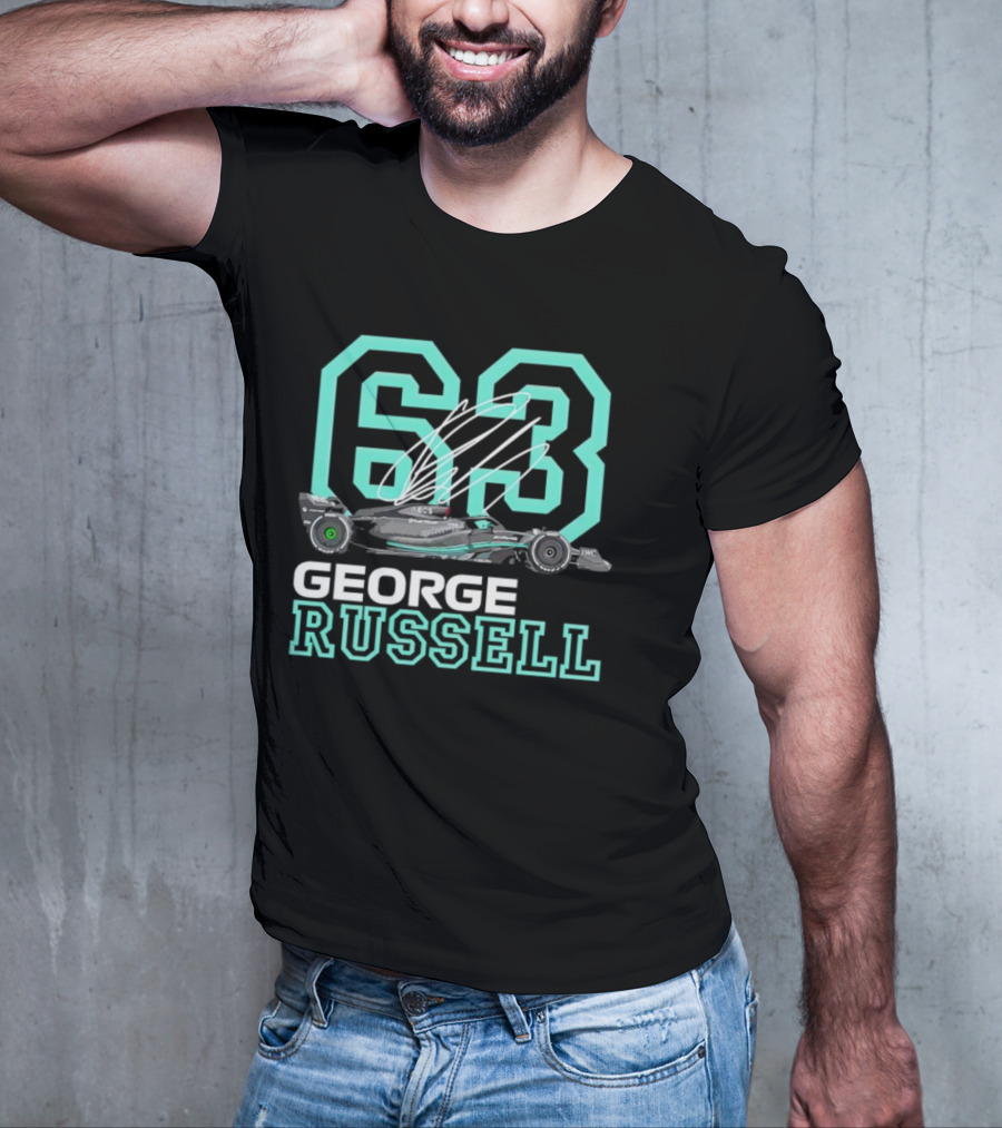 George Russell 63 Signature Formula 1 Car Racing T-Shirt