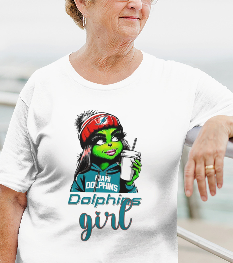 Miami Dolphins Grinch Drink Girl T-Shirt