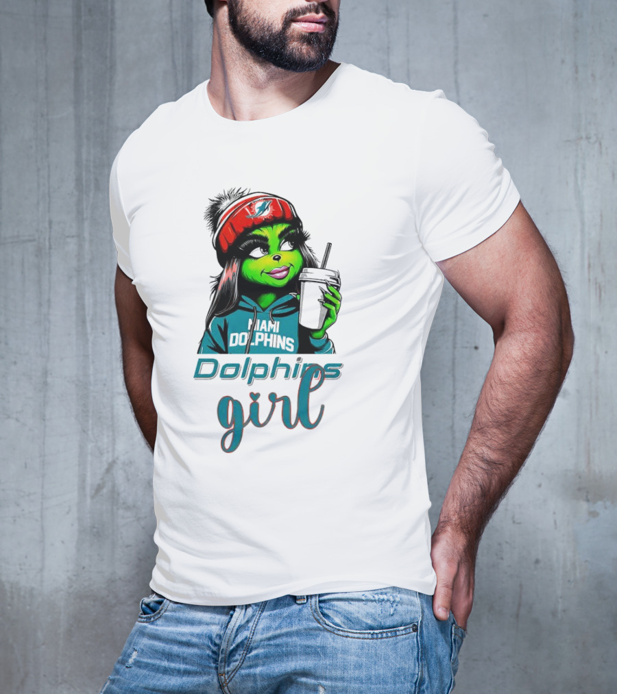 Miami Dolphins Grinch Drink Girl T-Shirt