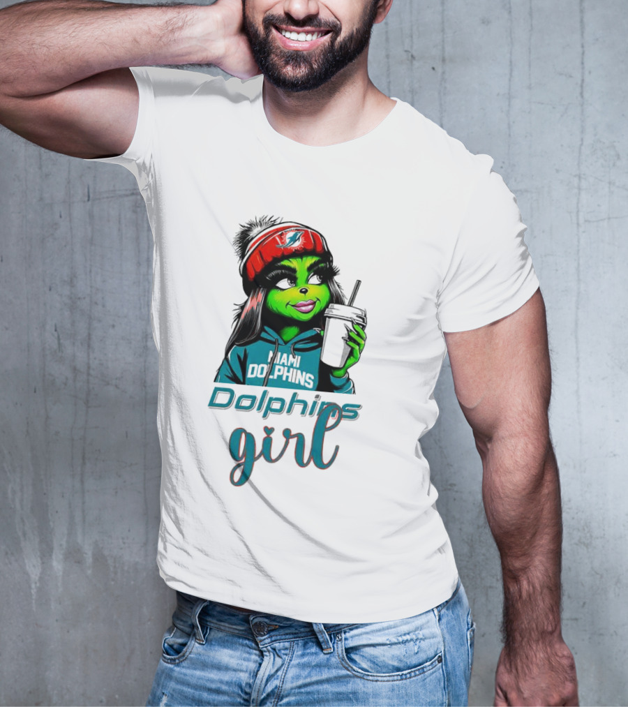 Miami Dolphins Grinch Drink Girl T-Shirt