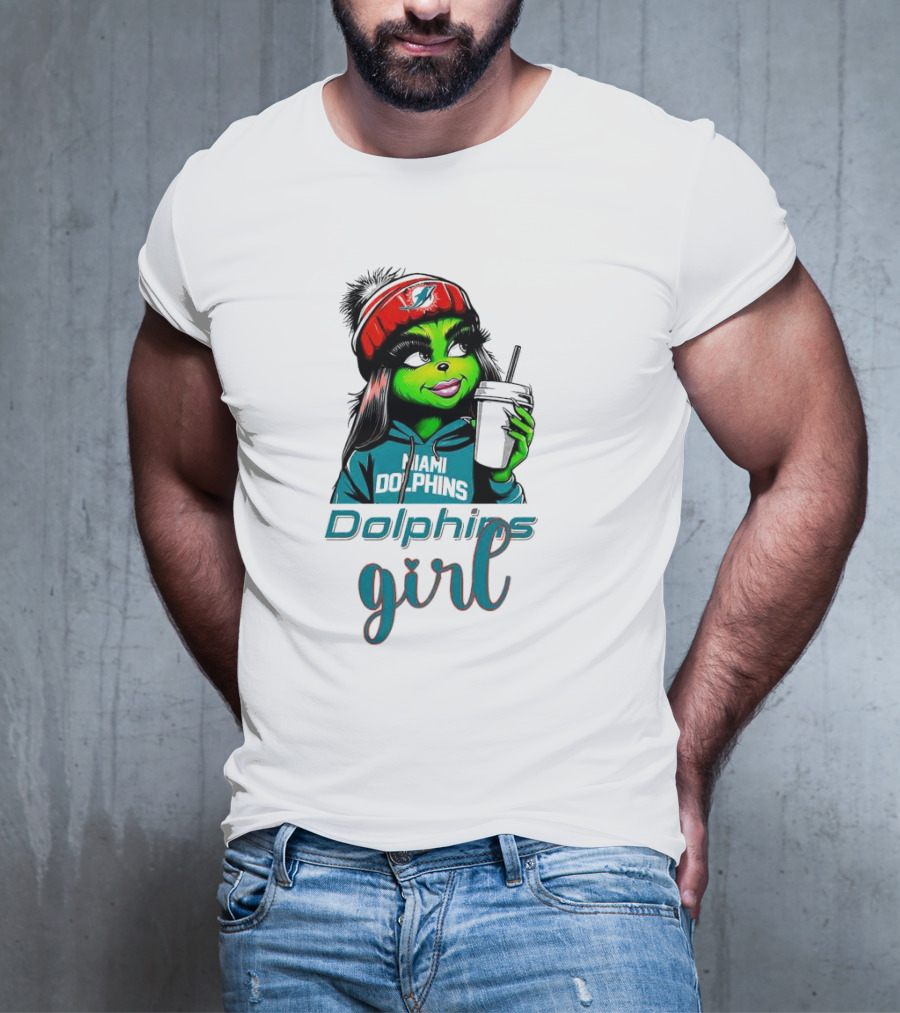 Miami Dolphins Grinch Drink Girl T-Shirt