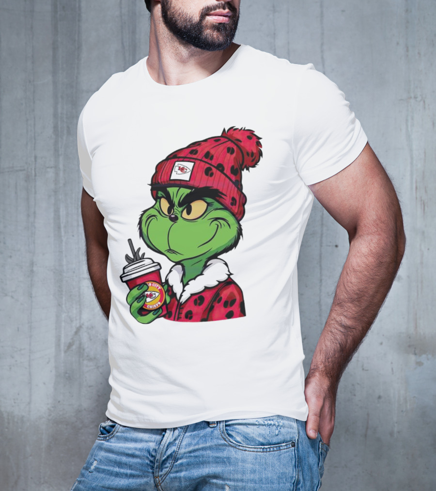 Grinch Kansas City Chiefs Leopard Print Coffee Cup T-Shirt