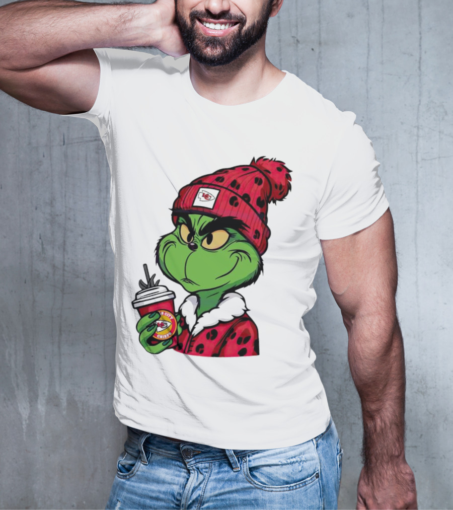 Grinch Kansas City Chiefs Leopard Print Coffee Cup T-Shirt