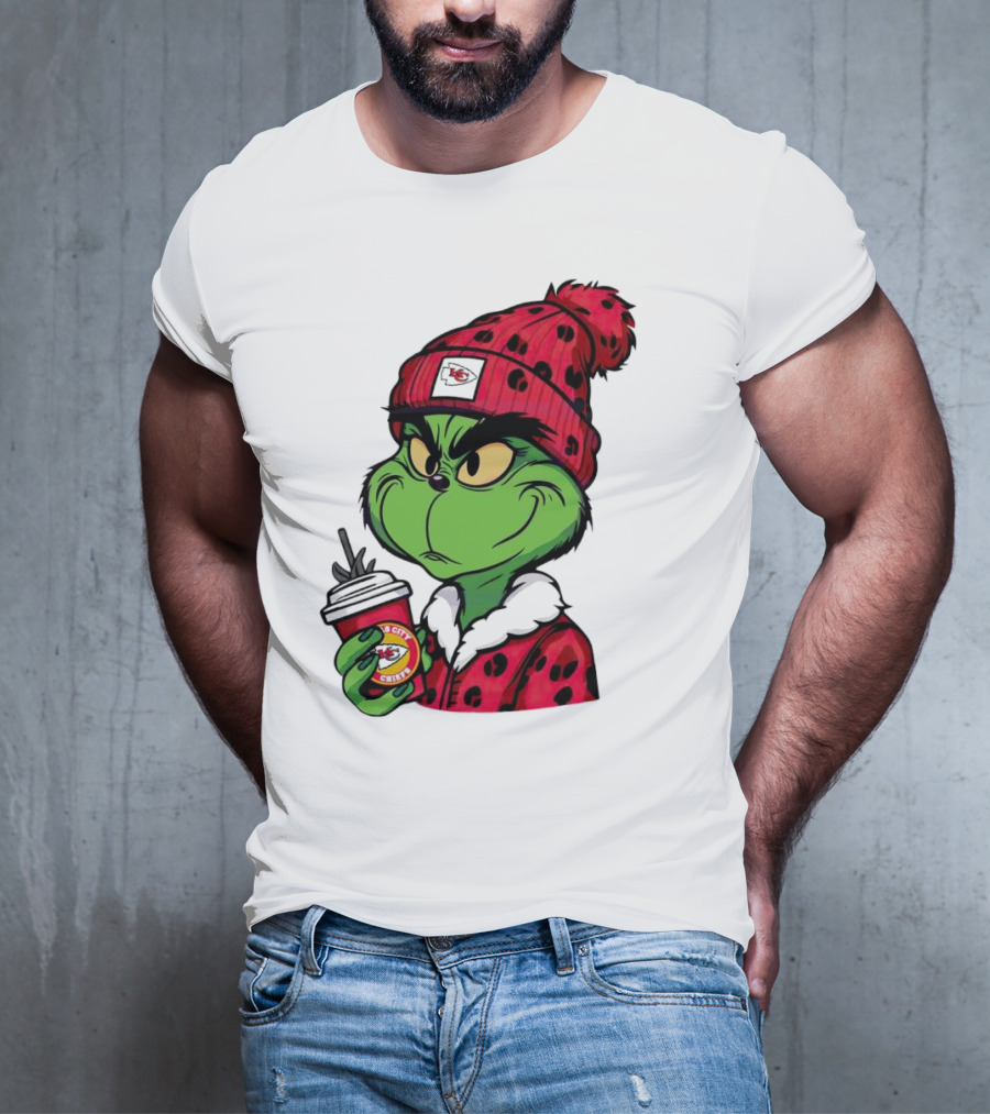 Grinch Kansas City Chiefs Leopard Print Coffee Cup T-Shirt