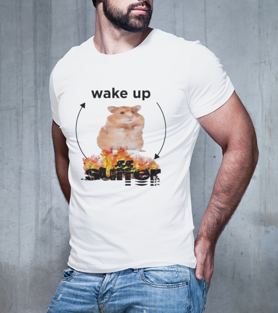 Wake Up Suffer Mouse Fire Cycle Humor T-Shirt
