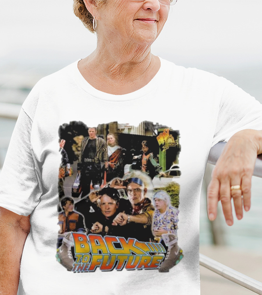 Back To The Future Movie Collage Iconic Characters And Scenes T-Shirt