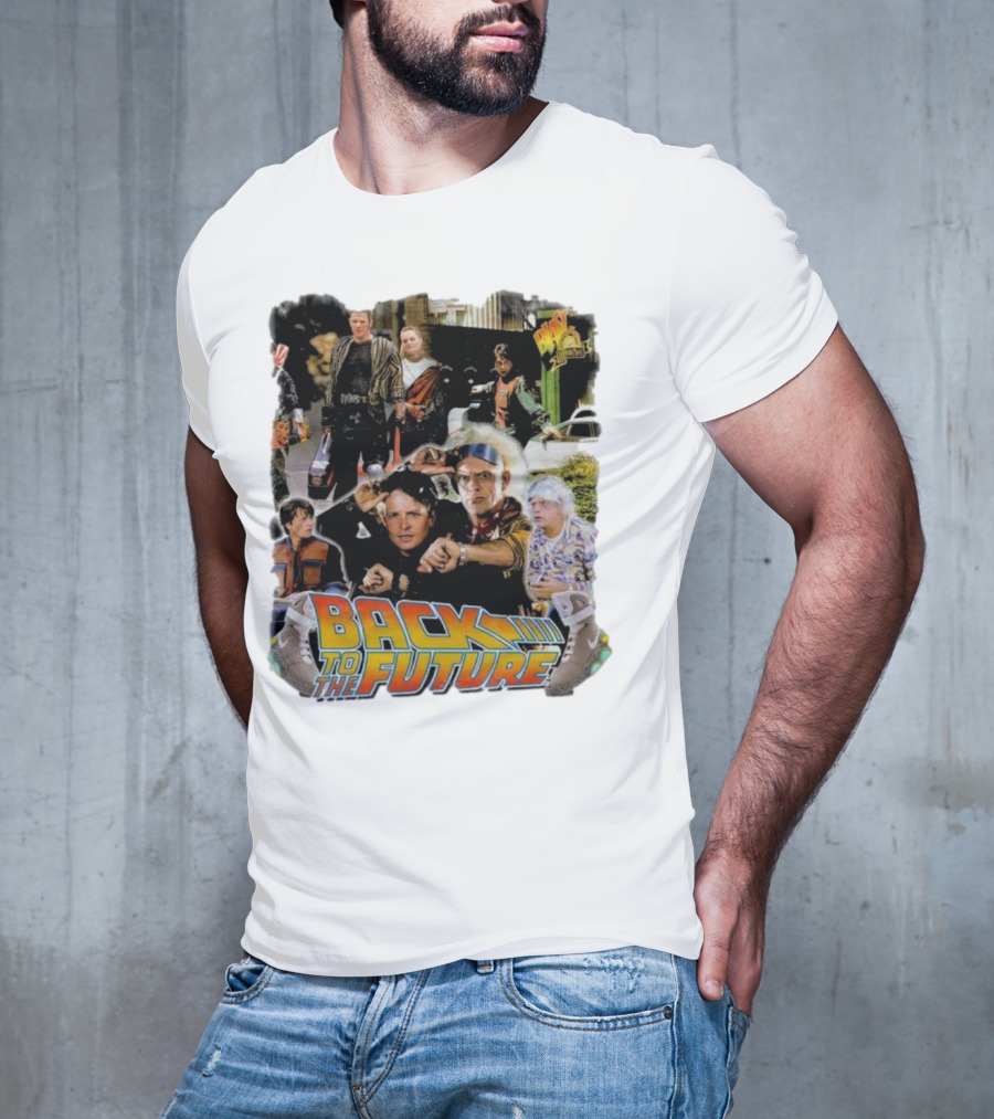 Back To The Future Movie Collage Iconic Characters And Scenes T-Shirt