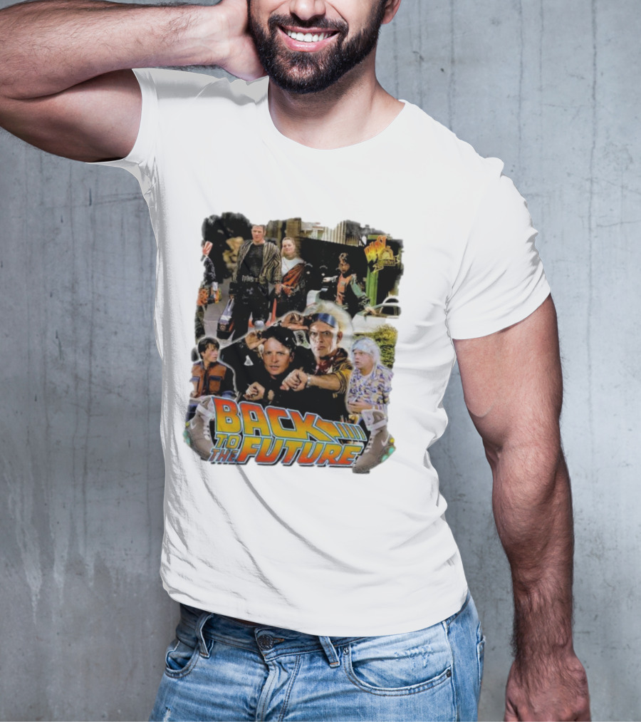 Back To The Future Movie Collage Iconic Characters And Scenes T-Shirt