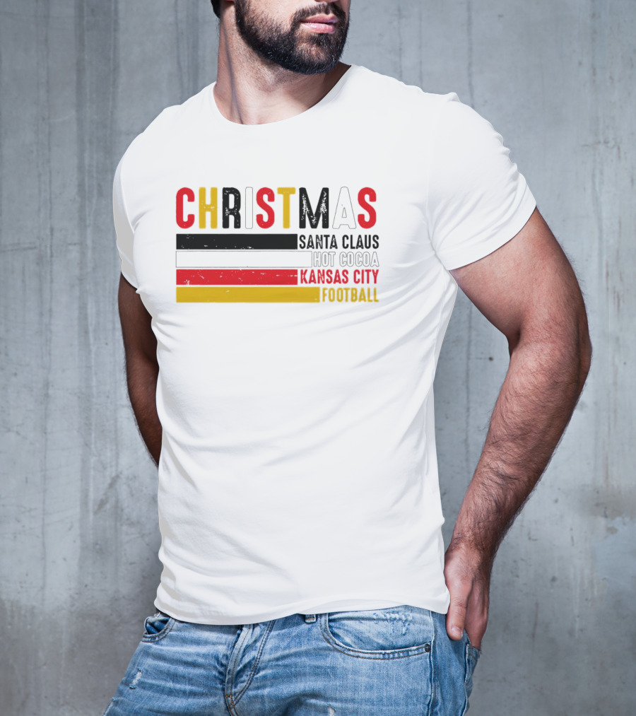 Christmas Santa Claus Hot Cocoa Kansas City Football T-Shirt