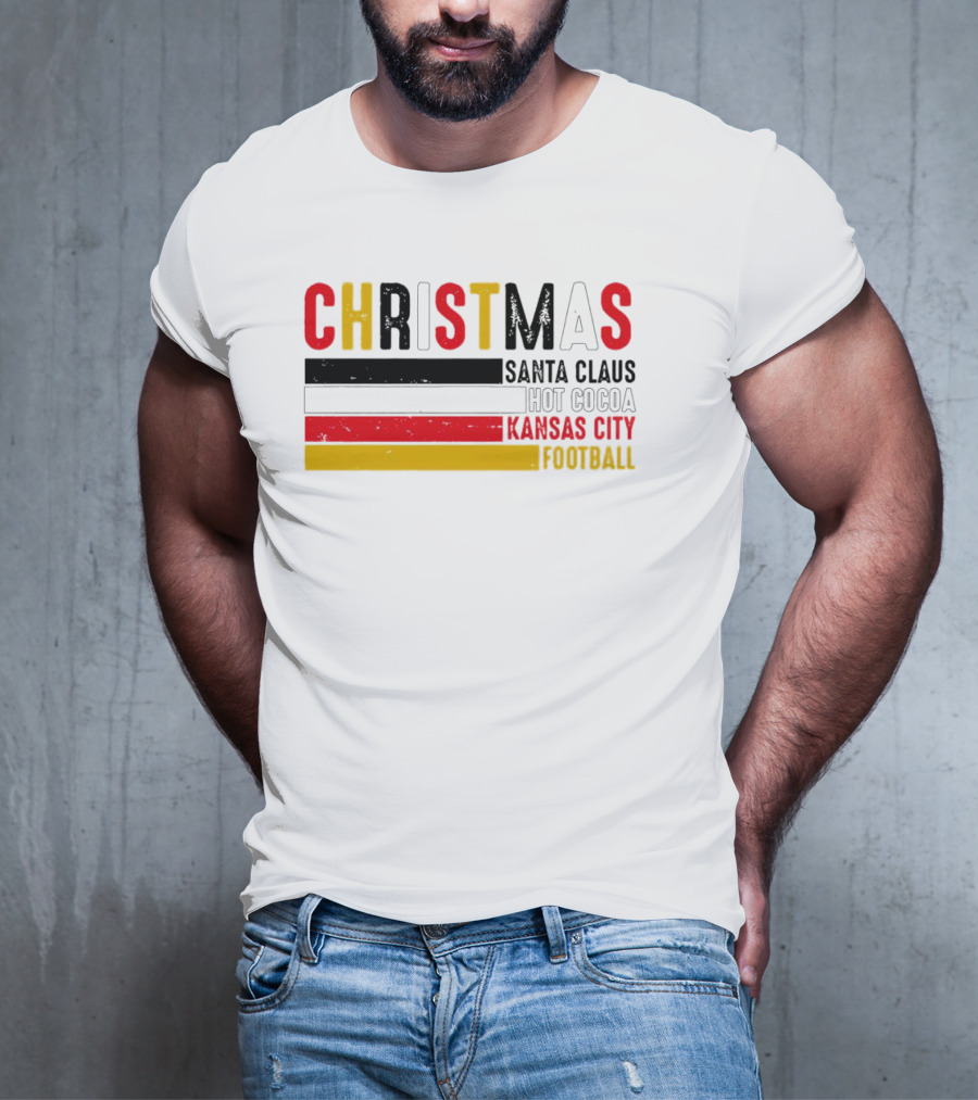 Christmas Santa Claus Hot Cocoa Kansas City Football T-Shirt
