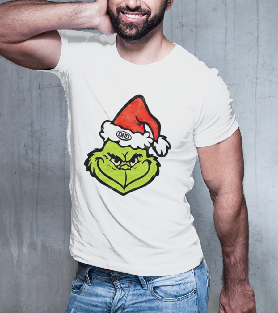 Grinch Christmas DND Santa Hat Image T-Shirt