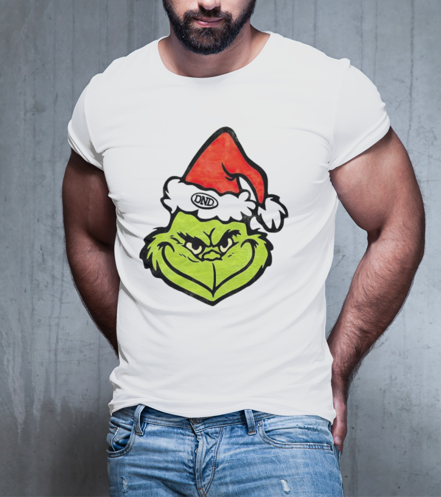 Grinch Christmas DND Santa Hat Image T-Shirt