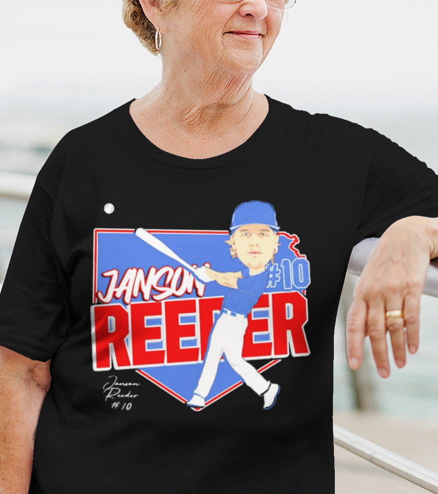 Janson Reeder #10 Baseball Cartoon Map Signature T-Shirt