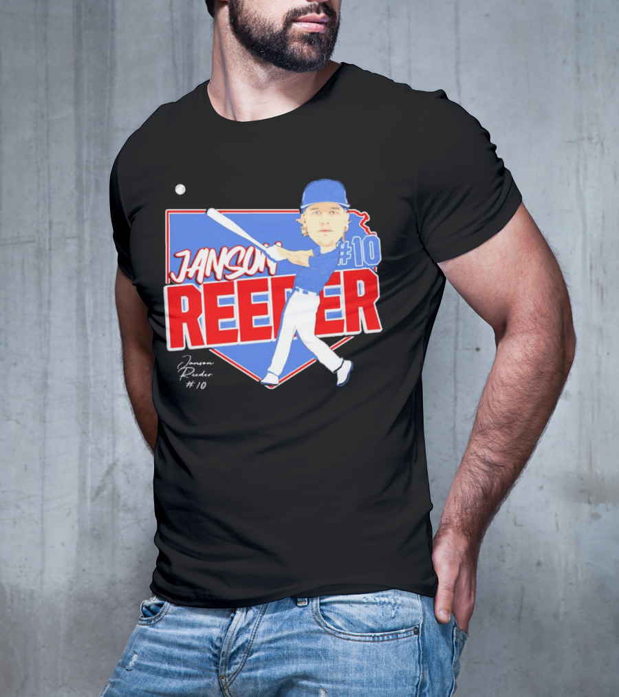 Janson Reeder #10 Baseball Cartoon Map Signature T-Shirt