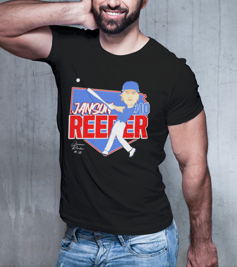 Janson Reeder #10 Baseball Cartoon Map Signature T-Shirt