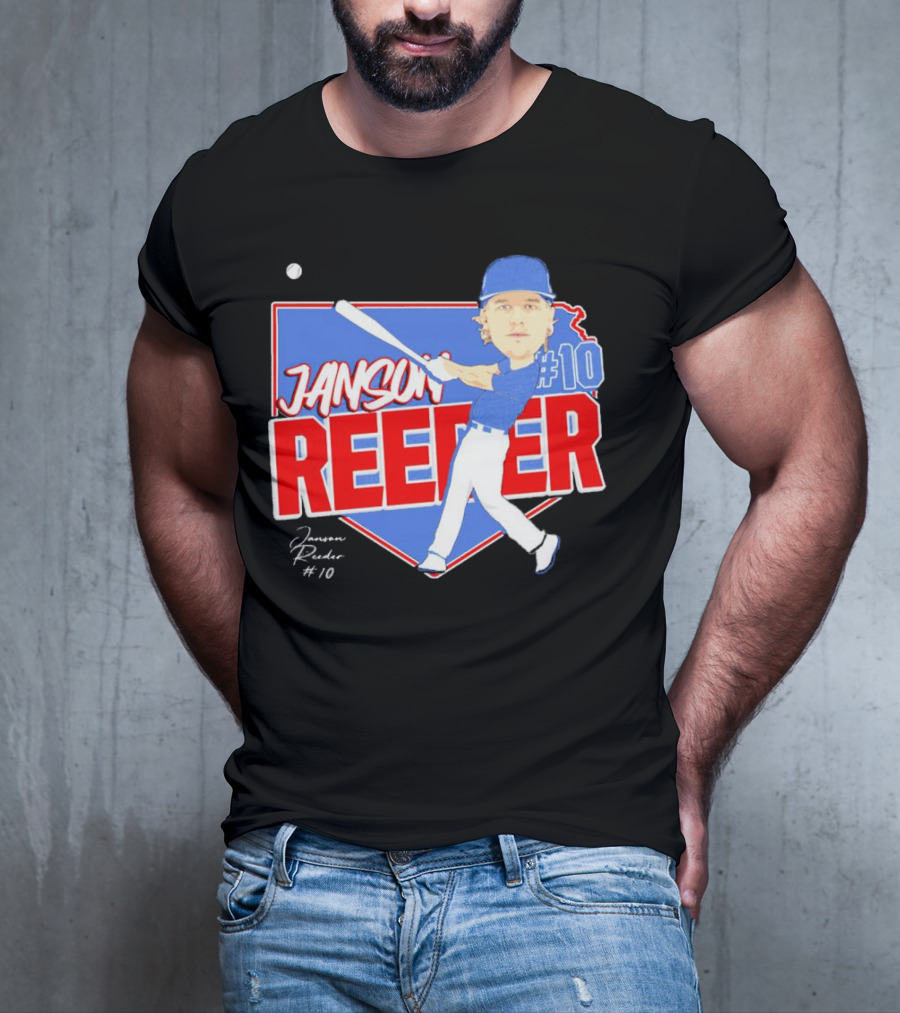 Janson Reeder #10 Baseball Cartoon Map Signature T-Shirt
