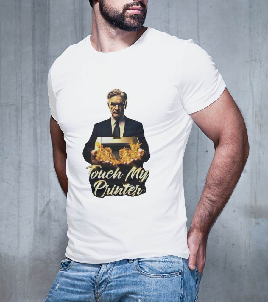 Jerome Powell Touch My Printer Flames Money T-Shirt