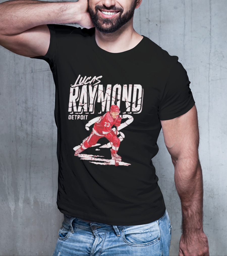 Lucas Raymond Detroit Hockey Player 23 Dynamic Action T-Shirt