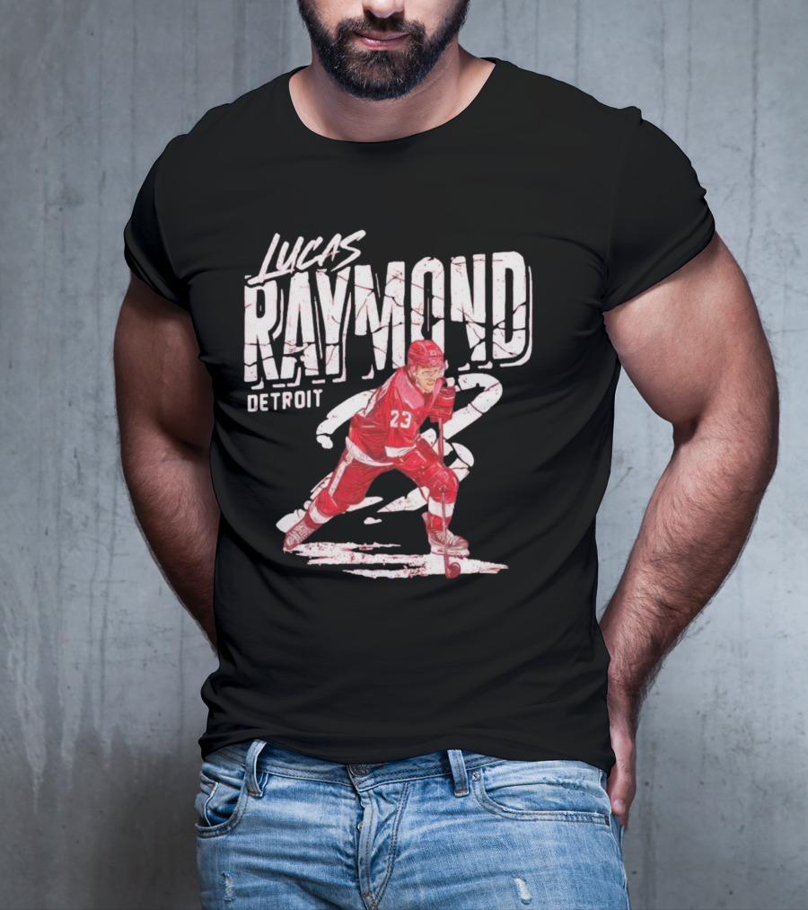 Lucas Raymond Detroit Hockey Player 23 Dynamic Action T-Shirt