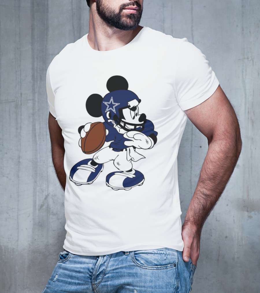 Mickey Mouse Dallas Cowboys Football Quarterback T-Shirt