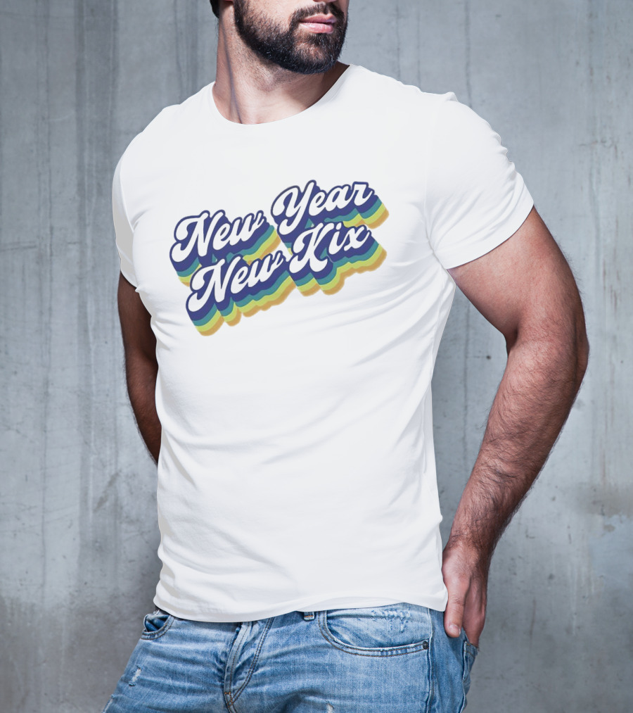 New Year New Kix Retro Colorful Script T-Shirt
