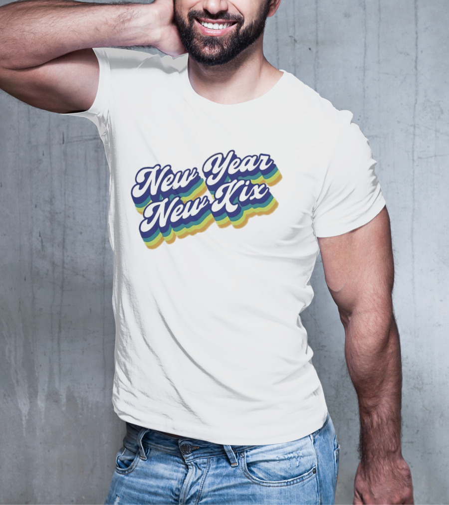 New Year New Kix Retro Colorful Script T-Shirt