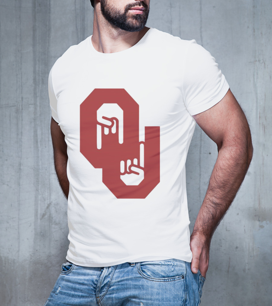 Oklahoma Sooners Logo With Horns Down Hand Gesture T-Shirt