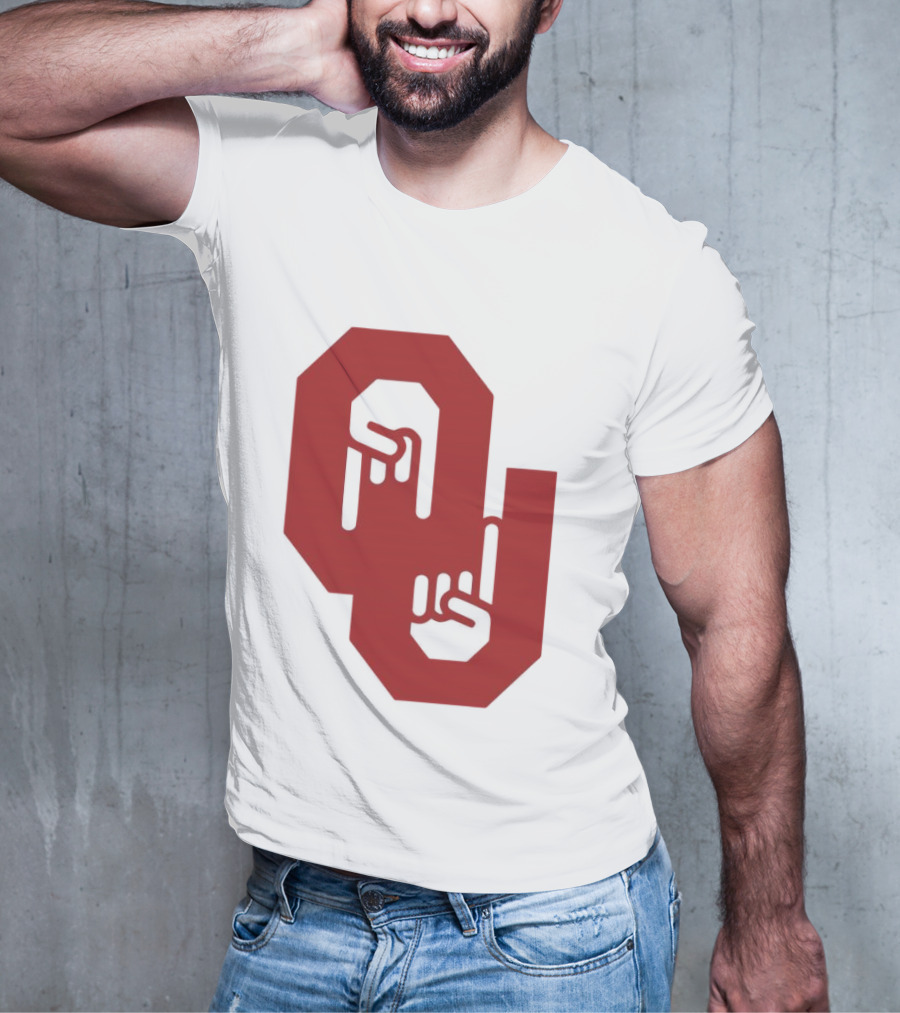 Oklahoma Sooners Logo With Horns Down Hand Gesture T-Shirt