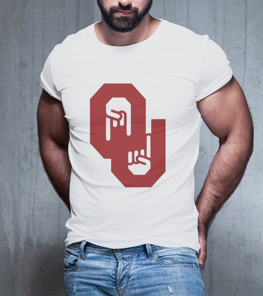 Oklahoma Sooners Logo With Horns Down Hand Gesture T-Shirt