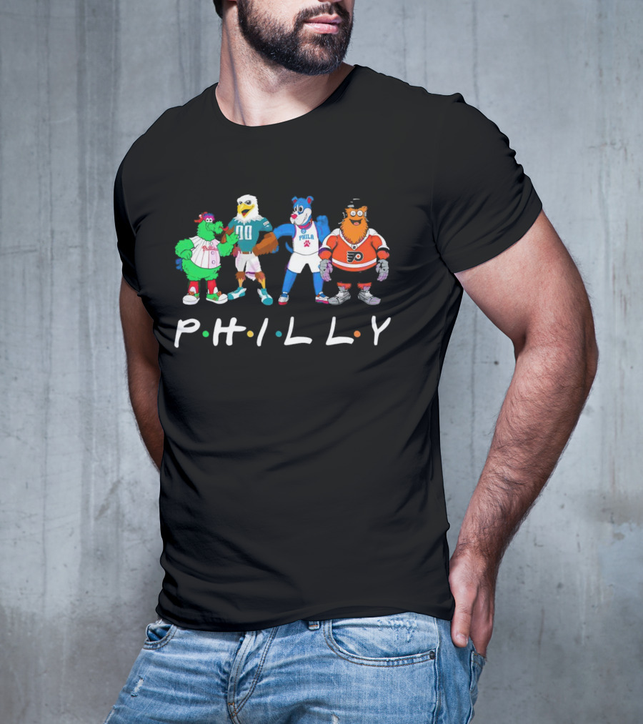 PHILLY Sports Mascots Phillies Eagles 76ers Flyers T-Shirt