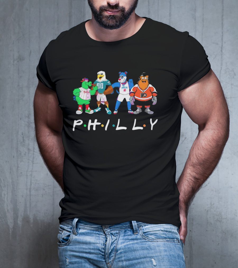 PHILLY Sports Mascots Phillies Eagles 76ers Flyers T-Shirt