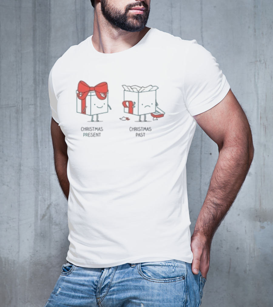 Christmas Present Christmas Past Box Characters With Bows And Expressions T-Shirt