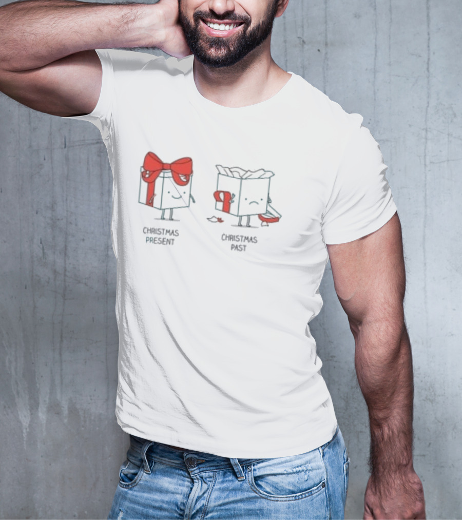 Christmas Present Christmas Past Box Characters With Bows And Expressions T-Shirt