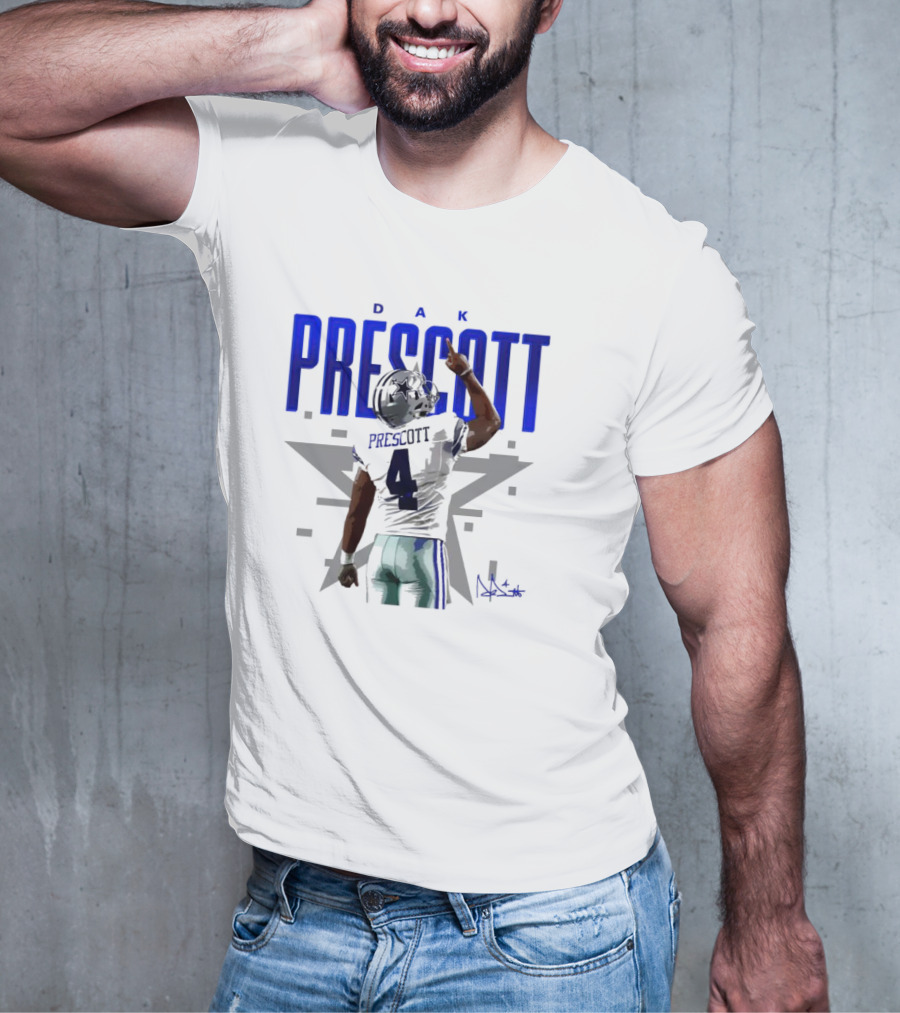 Dak Prescott Dallas Cowboys Number 4 Signature Star T-Shirt
