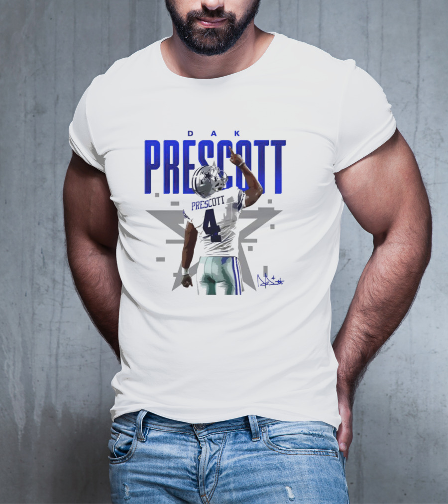 Dak Prescott Dallas Cowboys Number 4 Signature Star T-Shirt