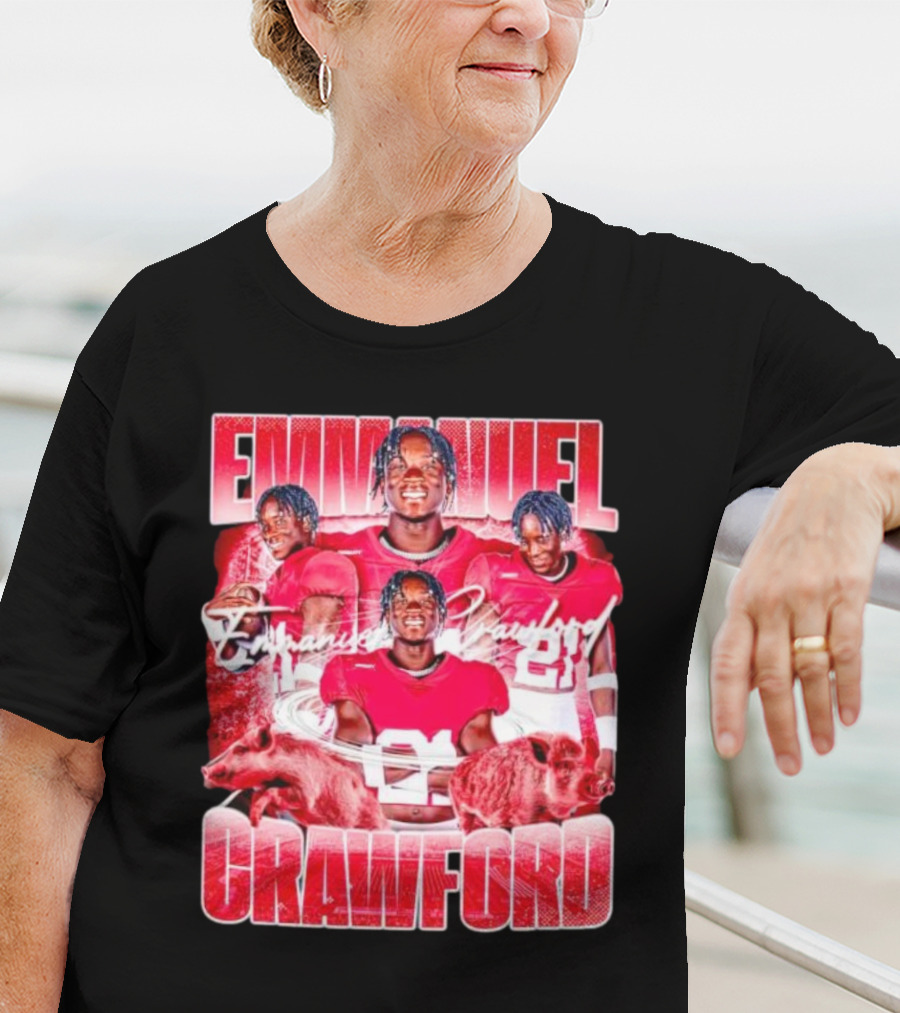 Emmanuel Crawford Arkansas Razorbacks Football Vintage Retro Collage T-Shirt