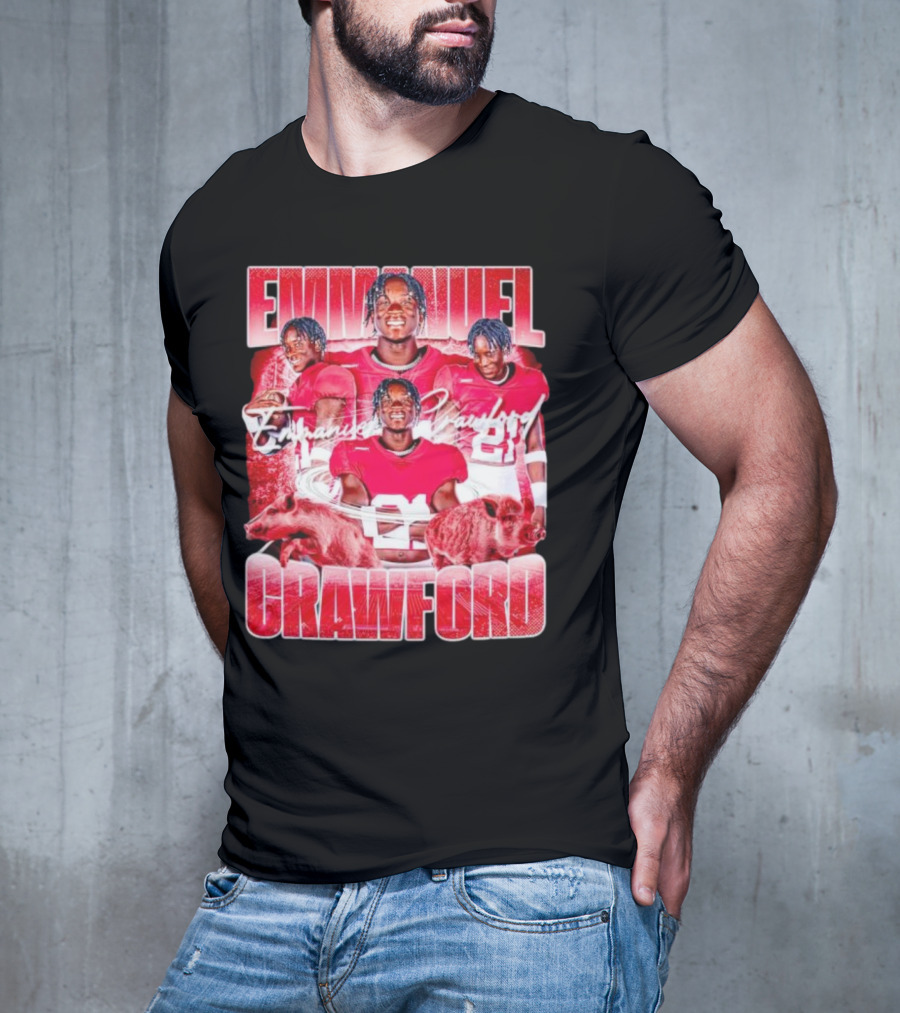 Emmanuel Crawford Arkansas Razorbacks Football Vintage Retro Collage T-Shirt