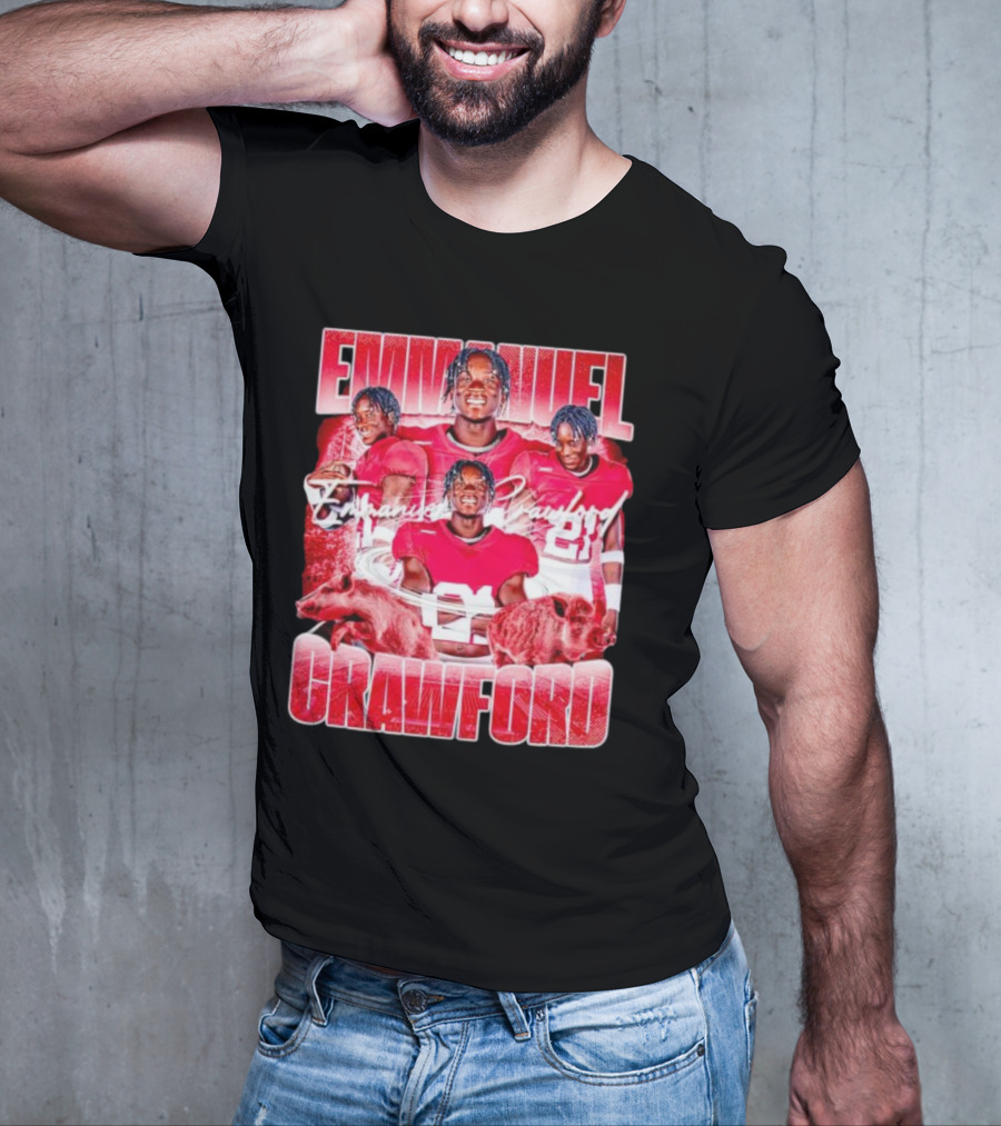 Emmanuel Crawford Arkansas Razorbacks Football Vintage Retro Collage T-Shirt