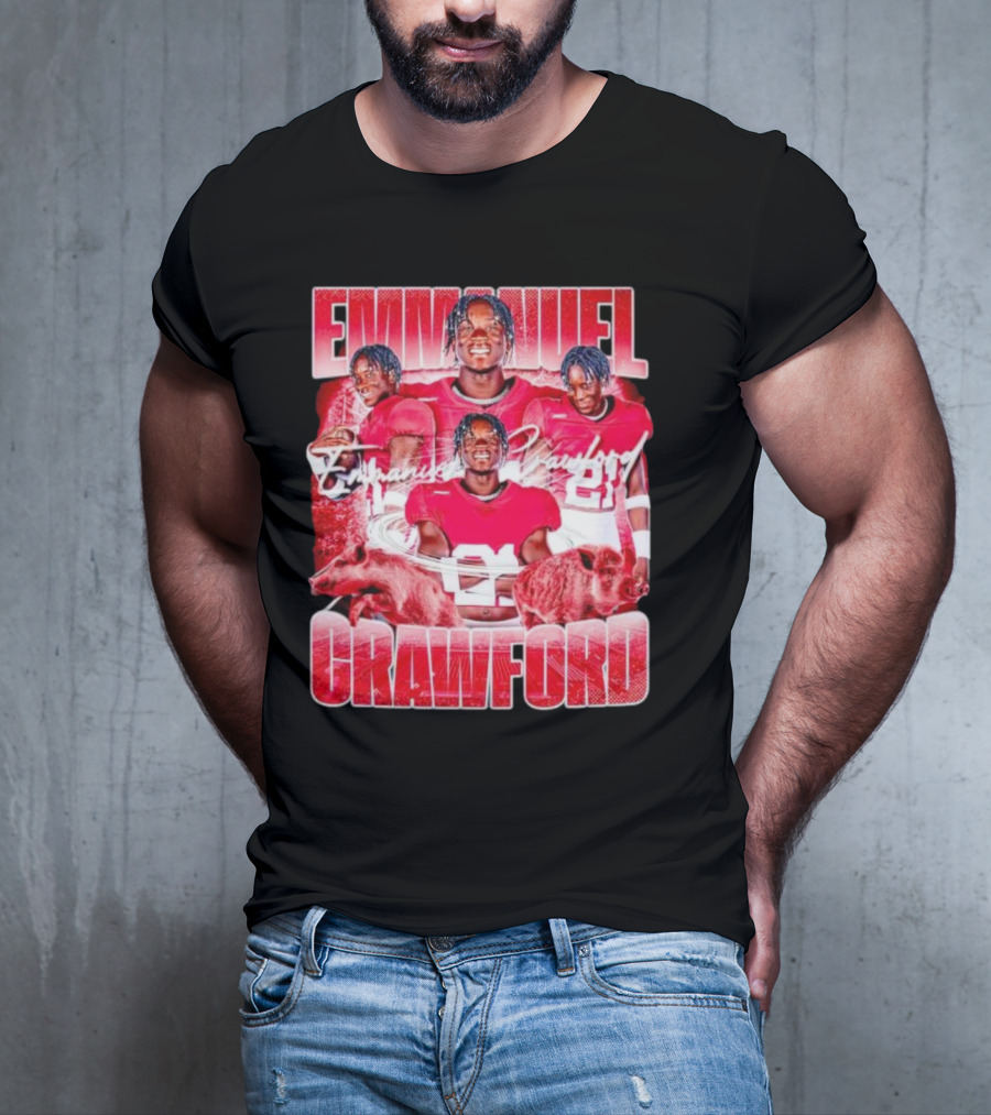 Emmanuel Crawford Arkansas Razorbacks Football Vintage Retro Collage T-Shirt