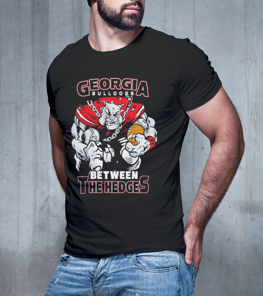 Georgia Bulldogs Between The Hedges Bulldogs Mascot Football T-Shirt