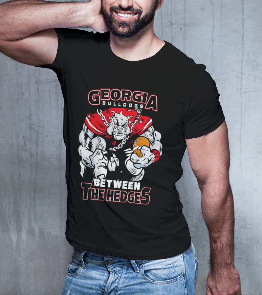 Georgia Bulldogs Between The Hedges Bulldogs Mascot Football T-Shirt