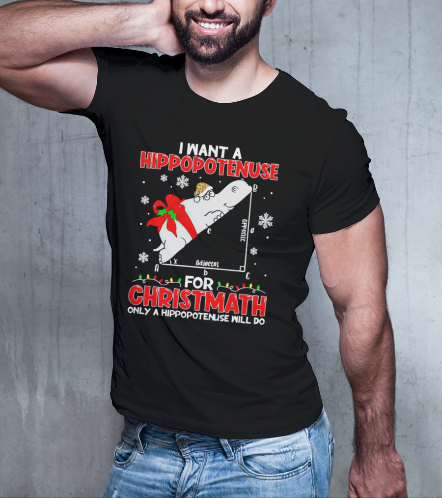 I Want A Hippopotenuse For Christmath Christmas Only A Hippopotenuse Will Do T-Shirt