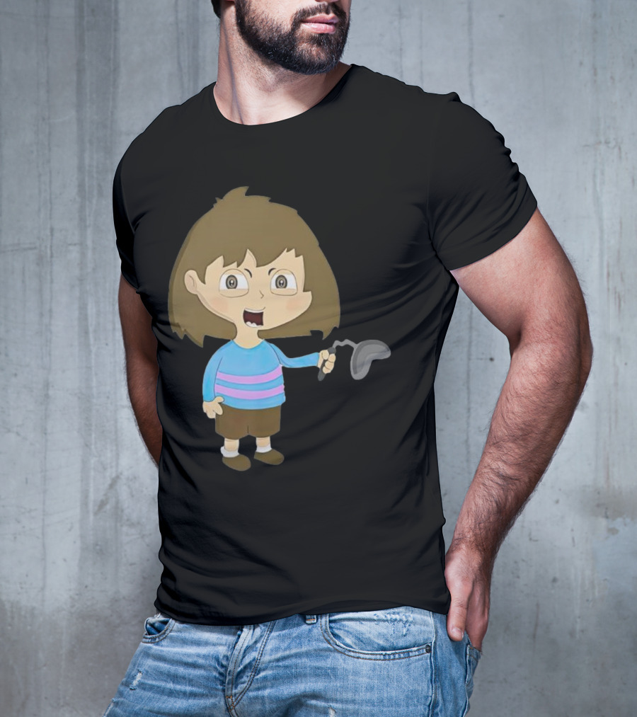 Lhugueny Sou Outfits Blue Striped Sweater Fun Cartoon Gaming Character T-Shirt