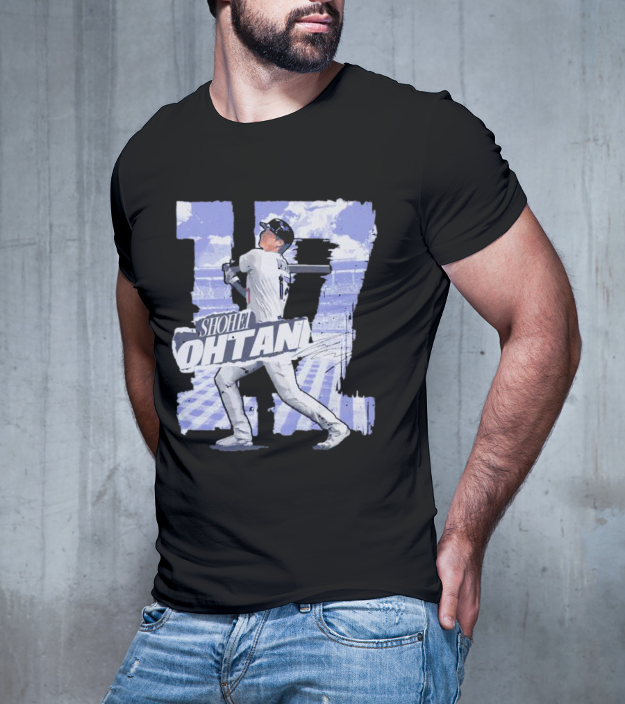 Shohei Ohtani Baseball Cartoon 17 Signature T-Shirt