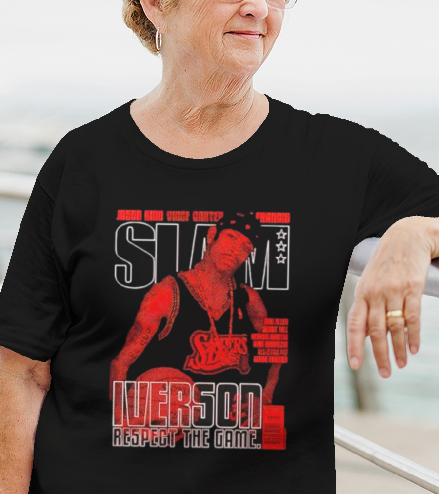 Slam Magazine Allen Iverson Sixers Respect The Game Mural T-Shirt