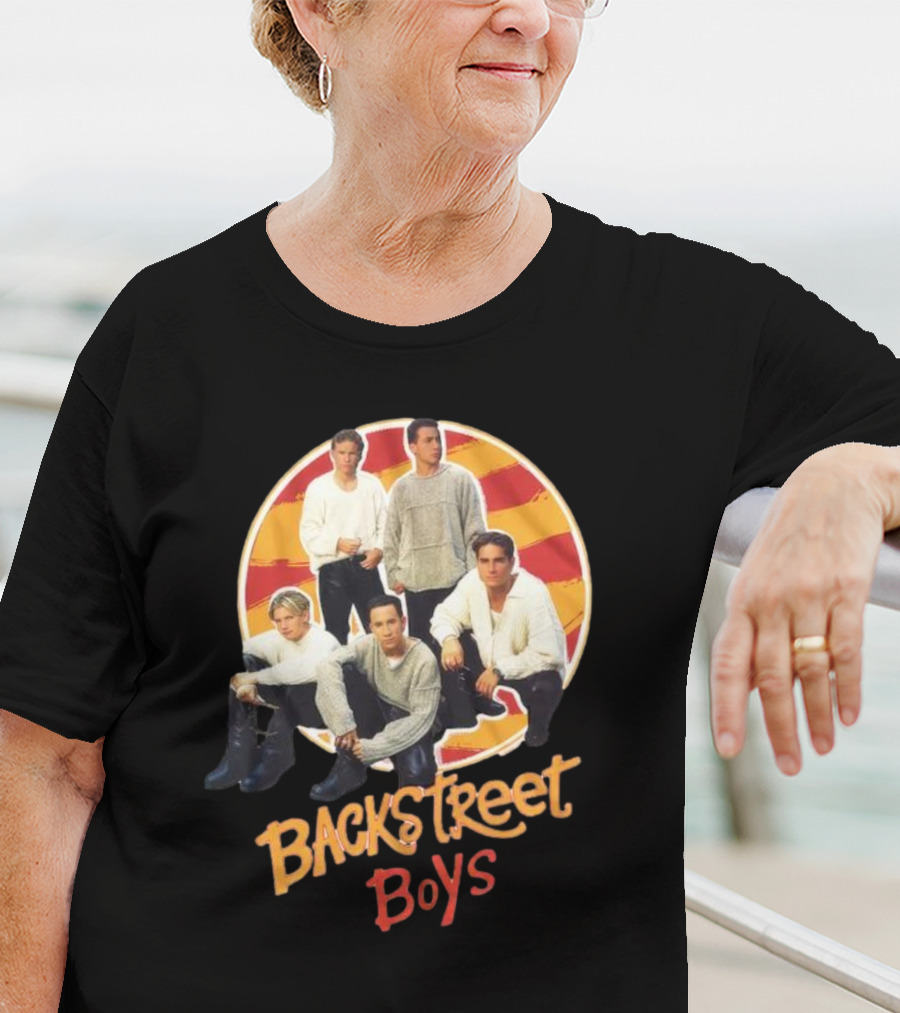 Backstreet Boys Striped Circle Group Image T-Shirt