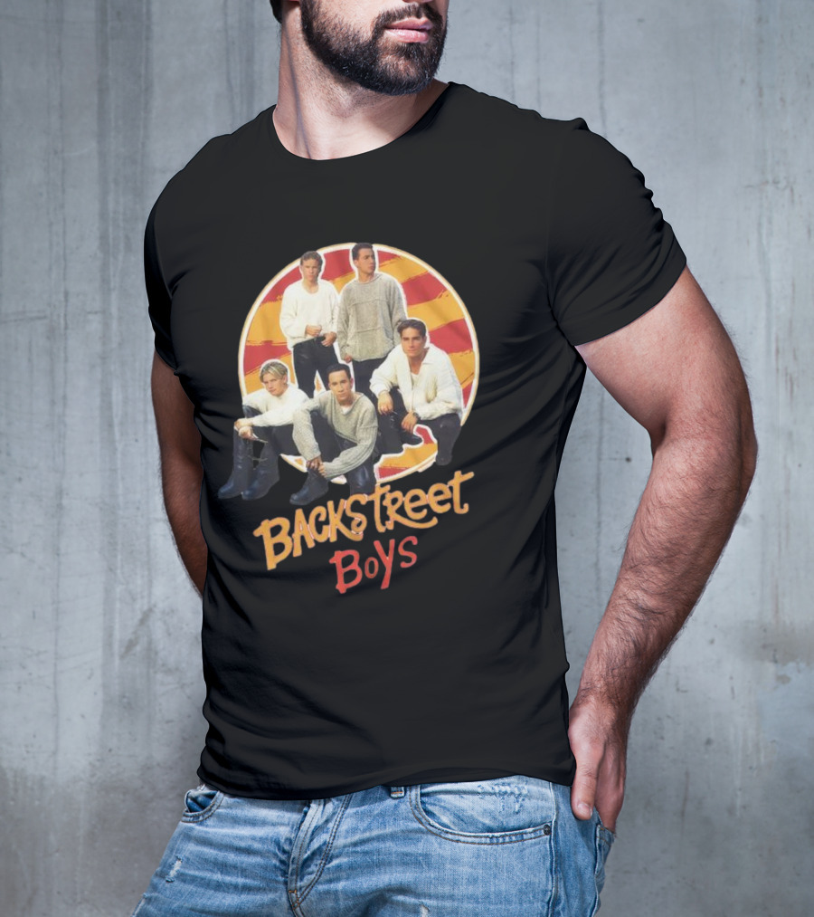 Backstreet Boys Striped Circle Group Image T-Shirt